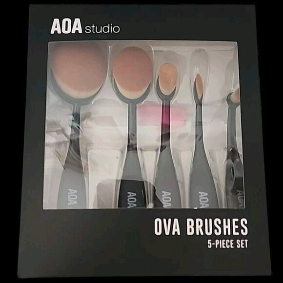 AOA Studio 5 pc OVA Makeup Brush Set Brushes Super Soft Makeup Applicator NEW - Picture 1 of 6